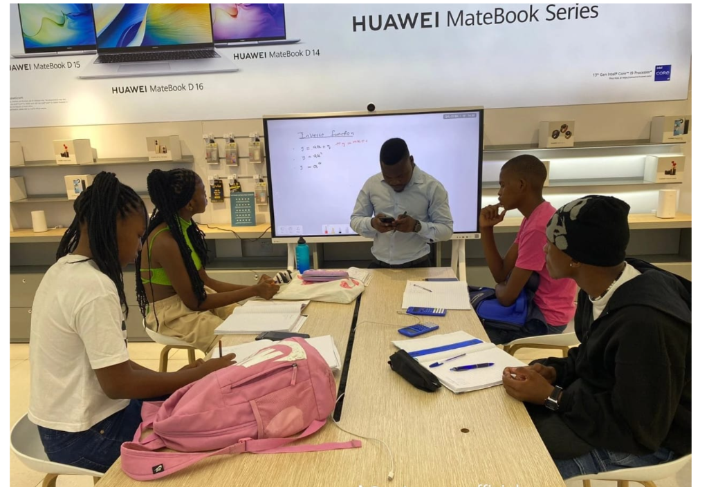 PET Group tutor teaching inverse functions to learners in a group session
